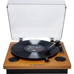 Resim Blueforce Soprano Ahşap Pikap Plak Çalar Retro Bluetooth USB Sd Kart Aux Dahili Hoparlör 