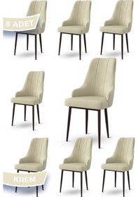 Resim Canisa Trex Serisi 1.sınıf Babyface Kumaş Siyah Metal Ayak 8 Adet Krem Sandalye Sandalye Krem Ayaklar Siyah 
