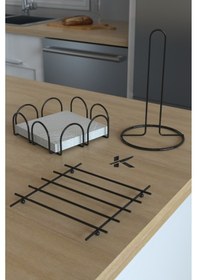 Resim Karteya Ekmek Sepeti Ve Servis Sunum Seti Havluluk Peçetelik Nihale Ekmeklik -4 Lü Set Siyah Siyah 