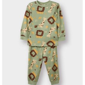 Resim Defacto Erkek Bebek Pijama Takımı Safari Baskılı Uzun Kollu Penye Üst Uzun Alt G4402a525wngn270 Yeşil-gn270 