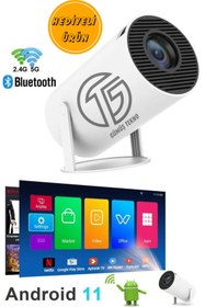 Resim GÜMÜŞTEKNO Taşınabilir Sinema Projektörü Ev Sineması Bluetooth Android 11 Akıllı Projeksiyon Cihazı Wifi 