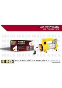 Resim Araç Lastik Hava Kompresörü Metal Gövde Sarı Niken 