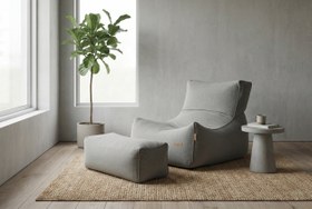 Resim 2'Li Velvet 7 Renk Puff Koltuk Armut Koltuk Playstation Koltuğu Relax Koltuk Yıkanabilir Kılıf Ayak Puflu - Gri 