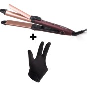 Resim Ventoso EPS868 Premium Seramik Kaplı Profesyonel Saç Düzleştirici ve Maşa Isıya Dayanıklı Eldivenli 