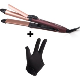 Resim Ventoso EPS868 Premium Seramik Kaplı Profesyonel Saç Düzleştirici ve Maşa Isıya Dayanıklı Eldivenli 