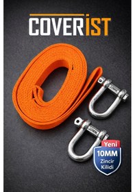 Resim Araç Çekme Halatı 10mm Çelik Uçlu 3 Metre Turuncu Halat 2.5 Tona Kadar 