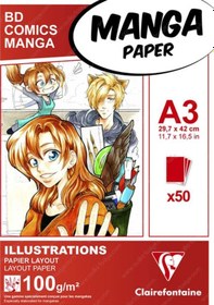 Resim Clairefontaine Illustrations Manga Kağıt Bloğu 100 G A3 50 Yapra 