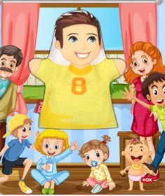 Resim Tox Oğlan Aile Bireyleri Keçe El Kukla T333 . Eğitici Oyuncak 