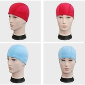 Resim Göl Mavisi 1 Adet Düz Renk Kumaş Yüzme Şapkası Erkek Ve Kadın Uzun Saç Naylon Kumaş Şapka Erkekler Ve Kadınlar İçin Ücretsiz Boyut Düz Renk Mavi 