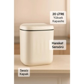 Resim Kont 20L Sensörlü Akıllı Antibakteriyel Çöp Kovası Otomatik Kapaklı, Banyo Mutfak 4 Pil Yanında 