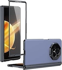 Resim Telefon Cüzdan Kılıfı Huawei Honor Magic V3 Kaplama Kılıf Ekran Koruyucu Menteşeli Kılıf, Düşme Koruması, Çizilmeye Dayanıklı ve Darbe Emici ile Uyumlu - İnce Tasarım Buzlu Katlanır Kılıf(Blu) 