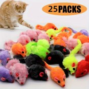 Resim 25 Adet Kedi Oyuncakları Peluş Küçük Fareler Yedi Renkli Gerçekçi Tüy Yapılı Evcil Hayvanlar İçin İnteraktif Oyuncaklar, Her türlü Kediler ve Yavru Köpekler için Uygun, Aktivite ve Zeka Geliştirici Bitki Dolgulu Fare Oyuncakları 