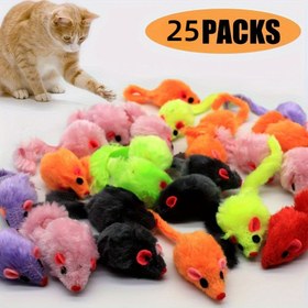 Resim 25 Adet Kedi Oyuncakları Peluş Küçük Fareler Yedi Renkli Gerçekçi Tüy Yapılı Evcil Hayvanlar İçin İnteraktif Oyuncaklar, Her türlü Kediler ve Yavru Köpekler için Uygun, Aktivite ve Zeka Geliştirici Bitki Dolgulu Fare Oyuncakları 