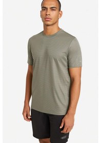 Resim Defacto - Slim Fit Dar Kesim Bisiklet Yaka Çabuk Kuruyan Nefes Alabilen Esnek Kumaş Baskılı Sporcu Kısa Kollu Haki 
