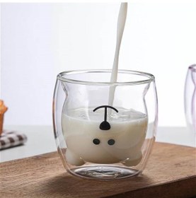 Resim Sevimli Ayı Çidarlı Cam Bardak Siyah 