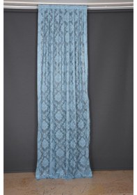 Resim Damaks Mavi Hazır Dikilmiş Pileli Fon Perde 75x260 Cm 