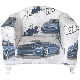 Resim Araba Temalı 0/6 Yaş Ayaklı Çocuk Koltuğu Beyazmavi 