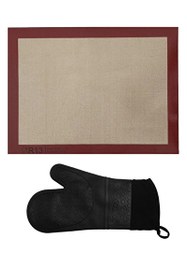 Resim Kitchen Design Lab Yıkanabilir Pişirme Matı Ve Siyah Silikon Yanmaz Mutfak Fırın Eldiveni 