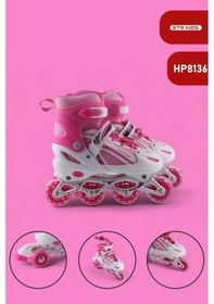 Resim Vadi Pembe Silikon Tekerli Ayarlanabilir Işıklı Paten M 35-38 Hp8136 Pembe - Beyaz 