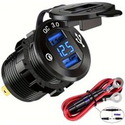 Resim Challenger Çift Arayuz Aluminyum Hizli Sarj Araba Sarj Cihazi Bluray Cizgili Usb Tip A Qc 3 0 18w 12v 24v Kirmizi Kablo 