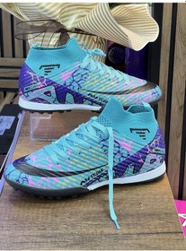 Resim Erkek Likralı Çoraplı Halısaha Spor Ayakkabı- Petrol Mavi-634 Petrol Mavisi 