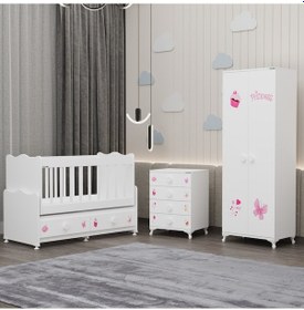 Resim Elegant Yıldız 2 Bebek Odası Takımı - Prenses Beyaz 