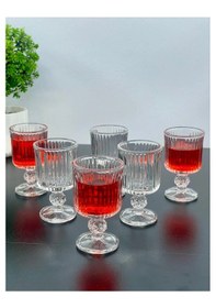 Resim 6 Kişilik Cam Ayaklı Pinterest Kahve Yanı Bardağı Bardak 65ml 