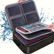 Resim 1 adet Alev ve Su Geçirmez Laptop Dosya Çantası - Üç Katmanlı, Fermuarlı Kanvas Saklama Kutusu Şeffaf Bölmelerle, Belgeler, Sertifikalar için Taşınabilir Düzenleyici - Seyahat ve Ev Güvenliği için İdeal, Laptop Çantası 