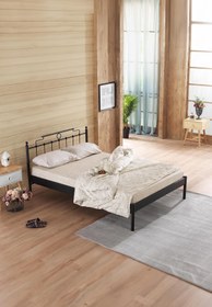 Resim Unimet Hatkus-s Çift Kişilik Ferforje Metal Karyola-siyah (AHŞAP LATALI) 