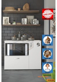 Resim Tamamı Mdf Mikrodalga/mini Fırın Modülü 2 Kapaklı Çok Amaçlı Mutf Beyaz 
