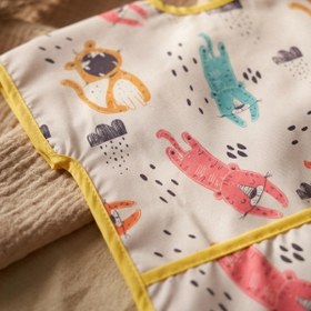 Resim Babydonat Safari Desenli Sıvı Geçirmez Cepli Bebek Mama Önlüğü - Kolsuz Blw Dostu Leke Tutmaz Silinebilir Prem 