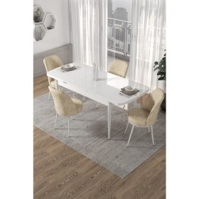 Resim Canisa Concept Canisa Via Serisi 80X132 Açılabilir Beyaz Yemek Masa Takımı 
