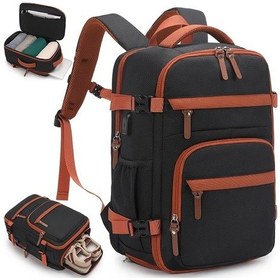 Resim Cordial Büyük Kapasiteli Dayanıklı Polyester Sırt Çantası Brown With Black Islak Kuru Bölmeler Ayakkabı Cebi Okul Seyahat - Siyah 
