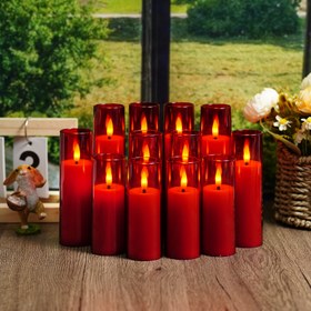 Resim 12 adet SASIGEIAA Titrek Alevsiz Mumlar, Akrilik Malzeme Uzaktan Kumanda & Zamanlayıcı ile - Romantik Akşamlar, Sevgililer Günü, Düğünler, Eid Mubarak, Ramazan, Paskalya için İdeal - Sıcak Ev Dekoru 