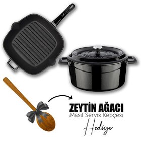 Resim Lava Döküm Trendy 4 Parça Siyah Tencere Tava Seti LV PY TSC 2426 K2 SET BL 