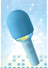 Resim Doppler Rainbow Mavi Karaoke Mikrofonu Ledli Ses Değiştirme Özellikli Işıklı Yeni 