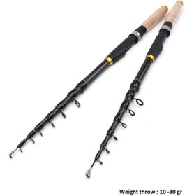 Resim Teleskobik Spin Kamış Olta Kamışı 10-30gr Atarlı 2.10 Cm Siyah 