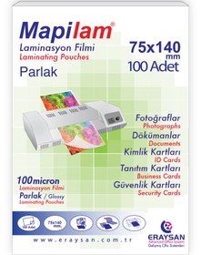 Resim MAPİLAM 100 MİCRON PARLAK LAMİNASYON FİLMİ (75X140) 100 LÜ 