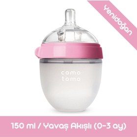 Resim Comotomo - Antikolik Silikon Biberon 150 Ml Pembe - Yavaş Akışlı (0-3 Ay) Yenidoğan 