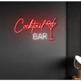 Resim Cocktail Bar Yazılı Ve Şekilli Neon Tabela Kırmızı 