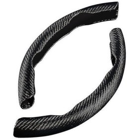 Resim Mufunye Karbon Fiber Direksiyon Kılıfı - Kaymaz Siyah Unisex Güvenlik Aksesuarı 