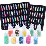 Resim 12/24/48 Şişe Epoksi Reçine Doldurma Seti Parıltılı Epoksi Reçine Glitter Tozu Kalp Yıldız Mikro Boncuklar Tırnak Sanatı Sequins Takı Yapımı El Sanatları DIY 