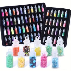 Resim 12/24/48 Şişe Epoksi Reçine Doldurma Seti Parıltılı Epoksi Reçine Glitter Tozu Kalp Yıldız Mikro Boncuklar Tırnak Sanatı Sequins Takı Yapımı El Sanatları DIY 