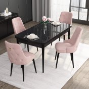 Resim Canisa Concept Noa Serisi, 80X132 Açılabilir Mdf Siyah Mermer Desen Mutfak Masası Takımı, 4 Sandalye 