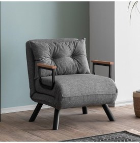 Resim Pafu Sando Tekli Katlanır Yataklı Koltuk Keten Gri 