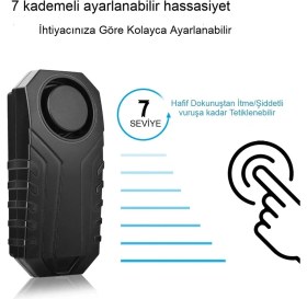 Resim Motosiklet Alarmı Uzaktan Kumandalı 113DB Bisiklet Su Geçirmez, Sos Fonksiyonu, 7 Seviye Hassasiyet 