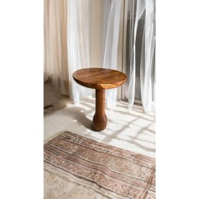 Resim Wood Wooden Ahşap Tekli Mantar Yan Sehpa Modern Açık Ceviz Renk Fiskos 