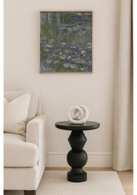 Resim Modern Siyah Renk Masif Ahşap Yan Sehpa Tekli Mantar Sehpa Siyah 