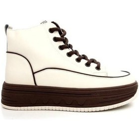 Resim Guja 25k335 Kadın Hakiki Deri Parçalı Kısa Boyunlu Sneaker Bot Bej 