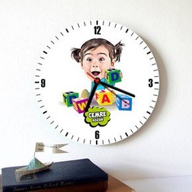 Resim Zeka Küpü Bebek Karikatürlü Duvar Saati 